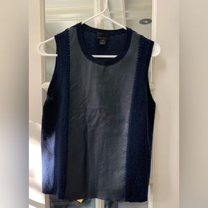 J Crew Italian navy cashmere and leather vest.